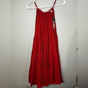 New red tier flowy dress